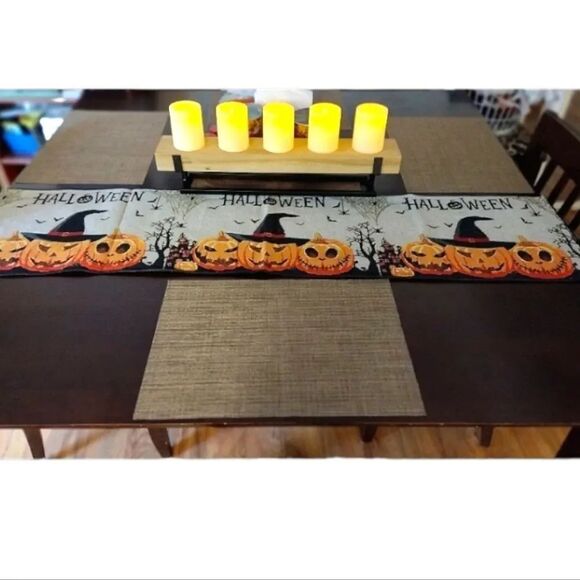 Halloween Spooky Jack O Lantern 54" Tapestry Table Runner NWOT - Picture 14 of 14